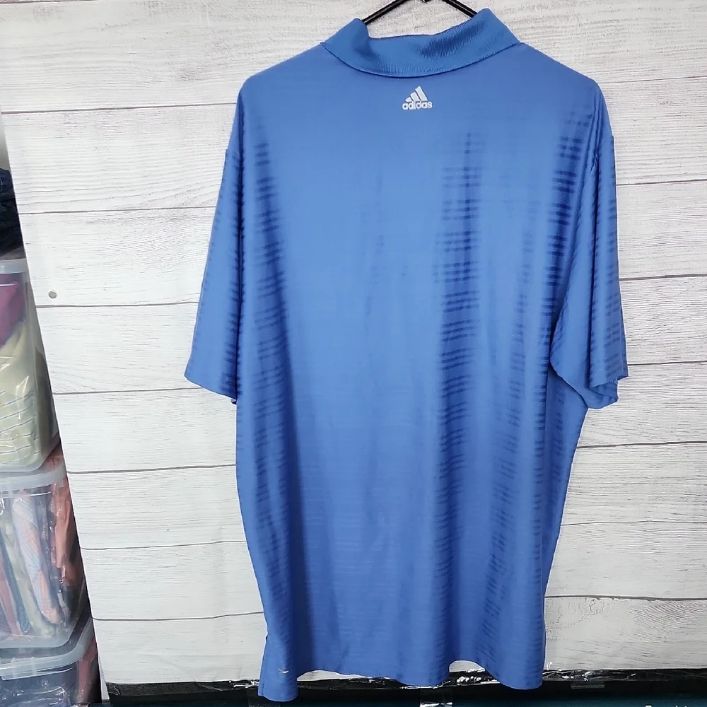 adidas Men's Striped Blue Polo Shirt
